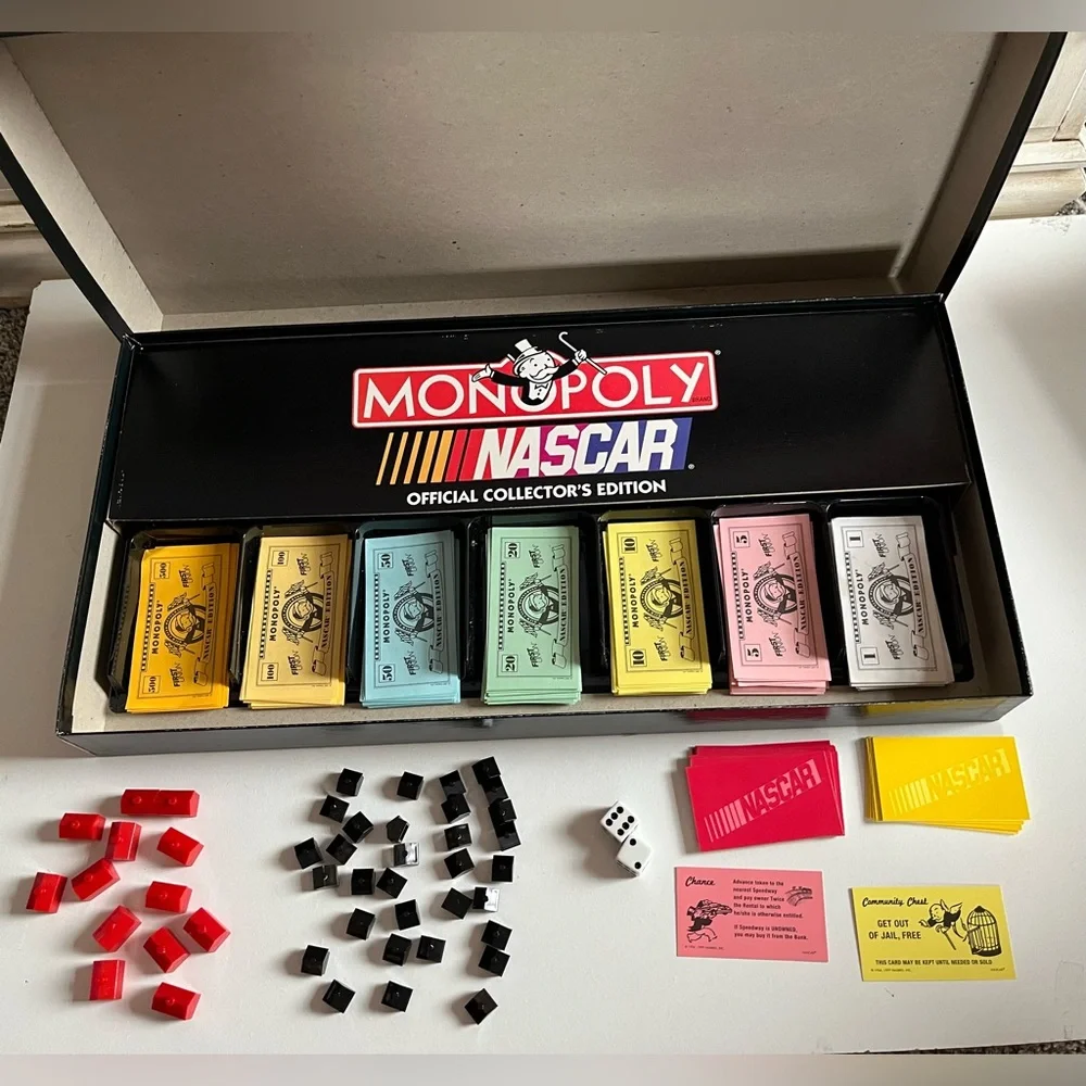 Vintage Monopoly NASCAR Official Collectors Edition 1997 Board Game Race car